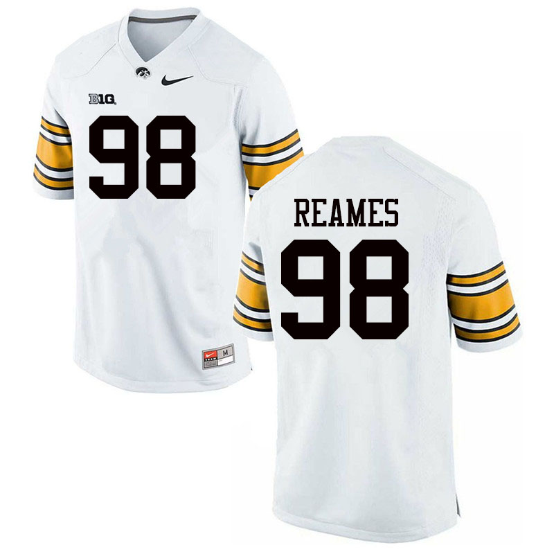 Men #98 Chris Reames Iowa Hawkeyes College Football Jerseys Sale-White - Click Image to Close